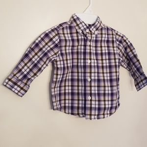 Janie & Jack check button down dress shirt w/ pock